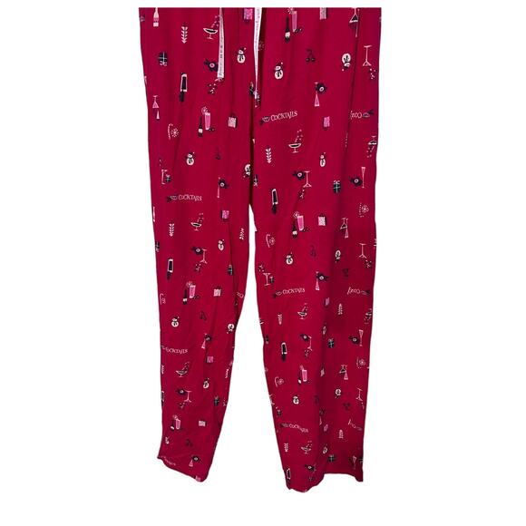 HUE Womens Small Holiday Classic Pajama Lounge Pants Christmas Cocktails Snowmen - Picture 7 of 10